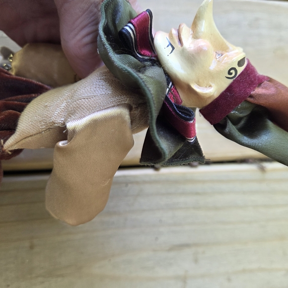 Elegant Jester Doll with Burgundy and Olive Accents - Picture 5 of 10